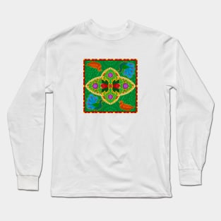 Pakistani Truck Art With Peacock and Bird Long Sleeve T-Shirt